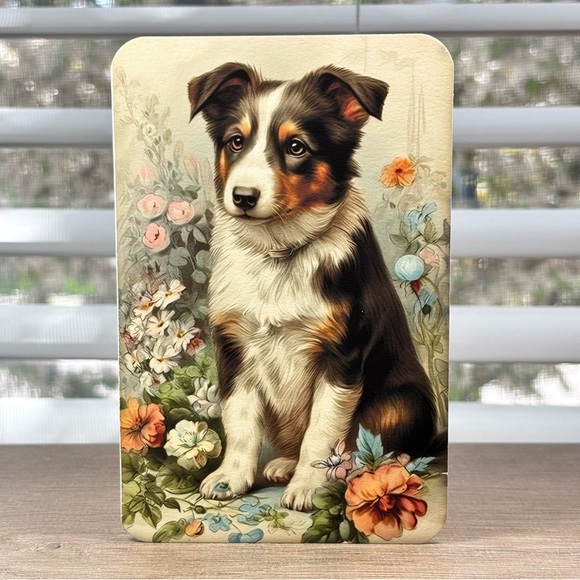 Handmade Australian Shepherd Puppy Greeting Card - Picture 1 of 1